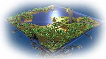 Minecraft - ekspresja artystyczna przedstawiajca Minecrafta, pokazujcej w jak mgby wyglda skrawek przykadowego wiata poddany znaczemu pomniejszeniu